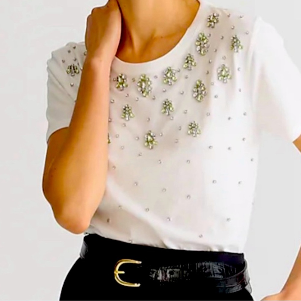 J crew Crystal-embellished crewneck T-shirt